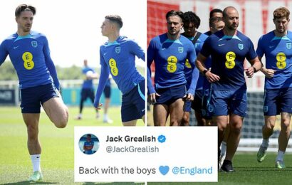 Jack Grealish shares pictures from England training