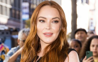 Lindsay Lohan Looks Radiant in a One-Shoulder Maternity Dress
