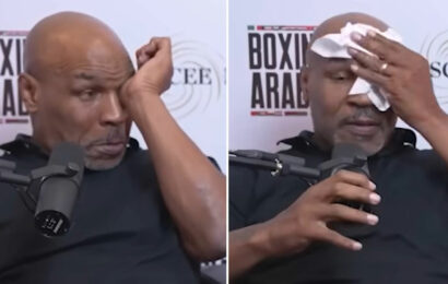 Mike Tyson breaks down in tears after emotional speech from Tyson Fury's dad John | The Sun