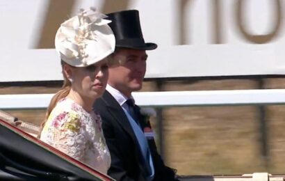 Princess Beatrice wears white floral lace dress for Royal Ascot today