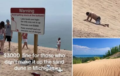 Hilarious video shows beachgoers failing to climb notorious sand dunes