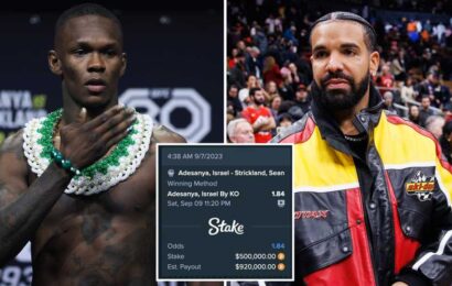Drake loses $500k as ‘curse’ strikes again after rapper places huge bet on Israel Adesanya at UFC 293 | The Sun