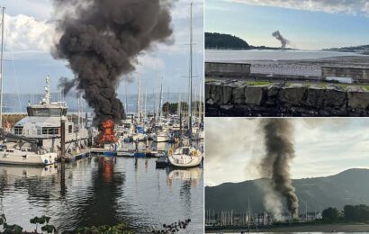 Motorboat &apos;explodes&apos; before bursting into flames off North Wales