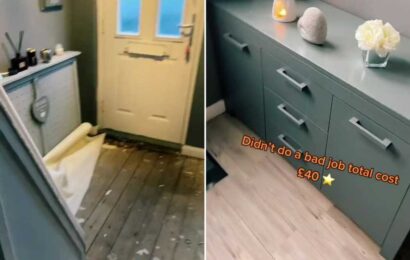 My hallway transformation cost £40 thanks to B&M’s sticky vinyl flooring – it’s easy to apply & looks so expensive | The Sun