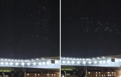 Watch 'UFOs' flying above St James' Park as Newcastle fans spot hundreds of lights hovering over stadium | The Sun