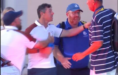 Angry Rory McIlroy in furious car park altercation after Ryder Cup ignites on day two