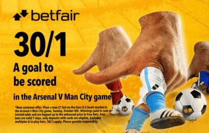 Arsenal vs Man City: Betfair offering 30/1 for a goal to be scored during Sunday's Premier League clash | The Sun