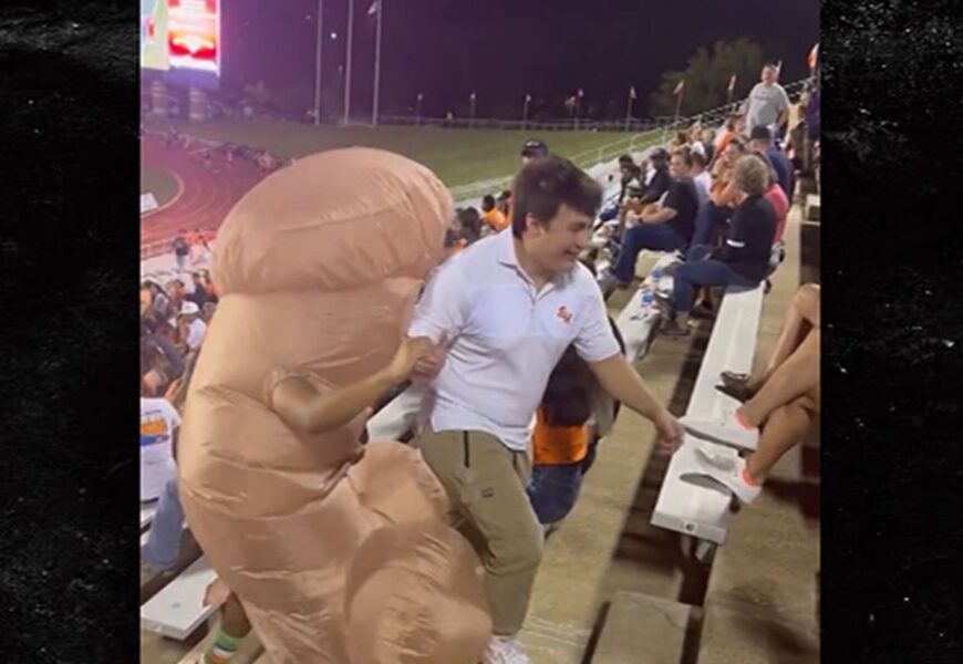 Fan Wears Giant Penis Costume At College Football Game, Hilarious Video! Fan Wears Giant Penis Costume At College Football Game, Hilarious Video!