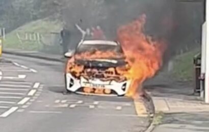 Shocking moment Kia Stonic bursts into flames while being driven