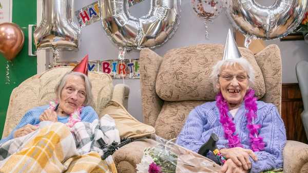 Identical twin sisters are reunited to celebrate their 100th birthday