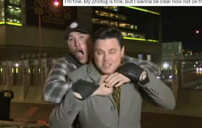 Moment Boston TV reporter chases man who grabbed him during broadcast